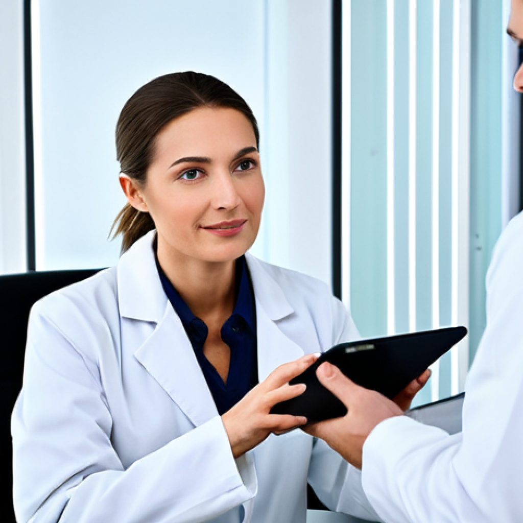 Modern Skincare Consultation**

"A professional skincare expert in a bright, modern office setting, consulting with a client. The expert is fully clothed in a stylish yet modest lab coat, examining the client's skin with a digital analysis tool. The client is also fully clothed and comfortable. Focus on the clean aesthetic of the environment and the expert's attentive expression.  safe for work, appropriate content, professional, perfect anatomy, natural pose, well-formed hands, proper finger count, natural body proportions, high quality"

**